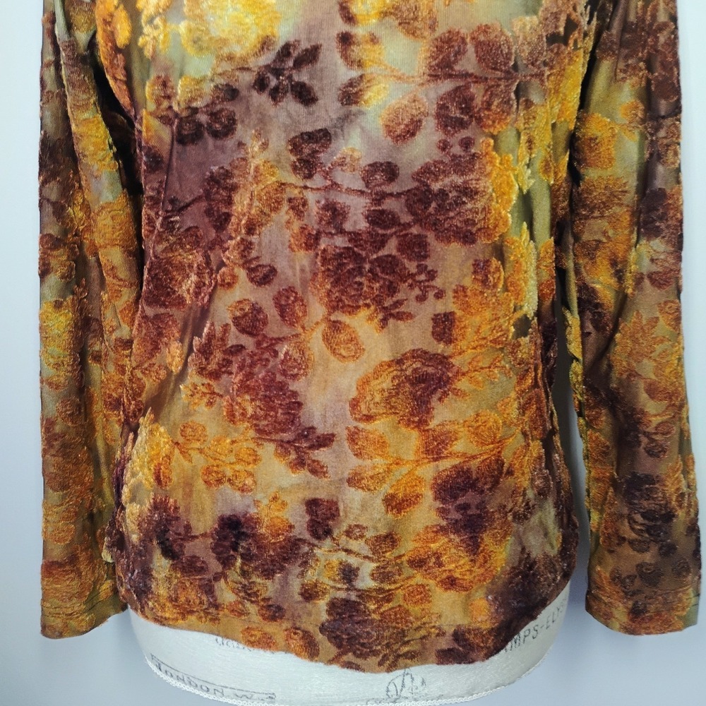 Michele Michelle Y2K Top Womens Small Burnout Velvet Vintage 90s Fairy Grunge - Picture 3 of 8